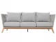 Sofa ogrodowa trzyosobowa NOA technorattan szarobeżowy nogi drewno teak 