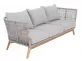 Sofa ogrodowa trzyosobowa NOA technorattan szarobeżowy nogi drewno teak 