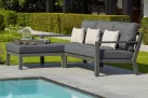 Meble ogrodowe aluminiowe TIMBER - sofa z szezlongiem na taras