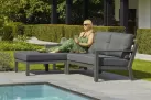 Meble ogrodowe aluminiowe TIMBER - sofa z szezlongiem na taras