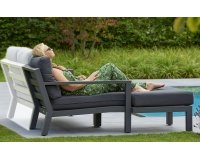 Szezlong ogrodowy nowoczesny aluminiowy ciemnoszary TIMBER szara gruba poduszka
