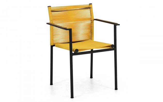 JAKARTA fotel ogrodowy AppleBee z plecionką  liny polipropylenowwej ciepły żółty