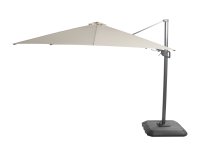 Parasol ogrodowy SHADOWFLEX z nogą boczną aluminium poliester 300 × 300 cm FLEX korbowy noga natracyt / poszycie szarobeżowe