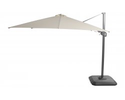 Parasol ogrodowy SHADOWFLEX z nogą boczną aluminium poliester 300 × 300 cm FLEX korbowy noga natracyt / poszycie szarobeżowe