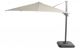 Parasol ogrodowy SHADOWFLEX z nogą boczną aluminium poliester 300 × 300 cm FLEX korbowy noga natracyt / poszycie szarobeżowe