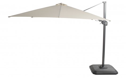 Parasol ogrodowy SHADOWFLEX z nogą boczną aluminium poliester 300 × 300 cm FLEX korbowy noga natracyt / poszycie szarobeżowe