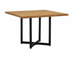 JAKARTA DINING stół ogrodowy AppleBee 110×110 teak i czarne aluminium