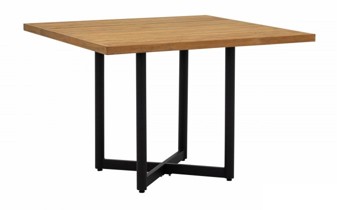 JAKARTA DINING stół ogrodowy AppleBee 110×110 teak i czarne aluminium