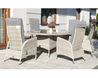 Komplet stołowy z owalnym stołem 220 cm i fotelami zpochylanymi oparciami NAPOLI jasnoszary