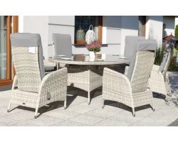 Komplet stołowy z owalnym stołem 220 cm i fotelami zpochylanymi oparciami NAPOLI jasnoszary