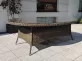Komplet stołowy z owalnym stołem 220 cm i fotelami zpochylanymi oparciami NAPOLI brązowy matowy