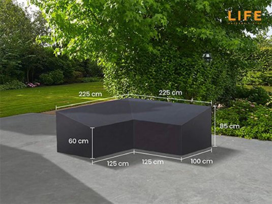 Pokrowiec na meble ogrodowe 255 x255 cm LIFE kształt L ciemnoszary