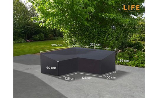 Pokrowiec na meble ogrodowe 255 x255 cm LIFE kształt L ciemnoszary