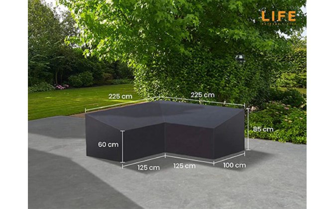 Pokrowiec na meble ogrodowe 255 x255 cm LIFE kształt L ciemnoszary