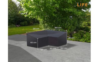 Pokrowiec na meble ogrodowe 210x180 cm LIFE kształt L ciemnoszary LEWY
