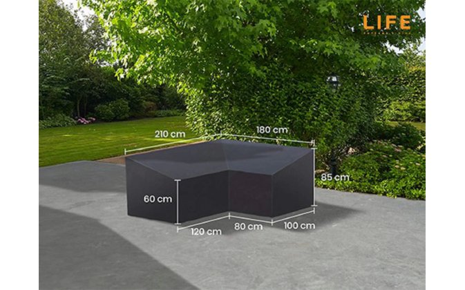 Pokrowiec na meble ogrodowe 210x180 cm LIFE kształt L ciemnoszary LEWY