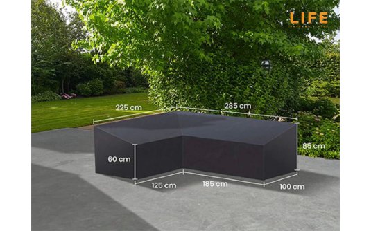 Pokrowiec na meble ogrodowe 285x225 cm LIFE kształt L ciemnoszary PRAWY