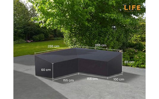 Pokrowiec na meble ogrodowe 255 x255 cm LIFE kształt L ciemnoszary Pokrowiec na meble ogrodowe 255 x255 cm LIFE kształt L ciemnoszary