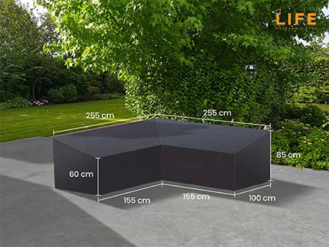 Pokrowiec na meble ogrodowe 255 x255 cm LIFE kształt L ciemnoszary
