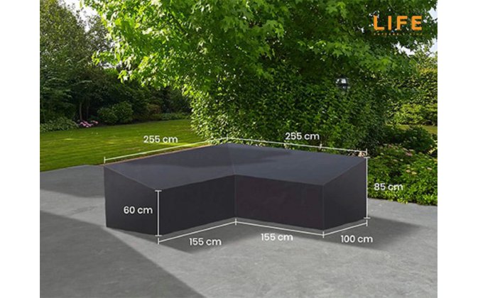 Pokrowiec na meble ogrodowe 255 x255 cm LIFE kształt L ciemnoszary
