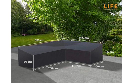 Pokrowiec na meble ogrodowe 330x255 cm LIFE kształt L ciemnoszary LEWY Pokrowiec na meble ogrodowe 330x255 cm LIFE kształt L ciemnoszary LEWY