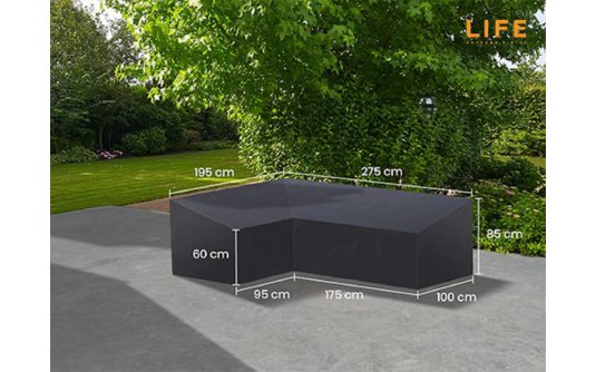 Pokrowiec na meble ogrodowe 275x195 cm LIFE kształt L ciemnoszary PRAWY