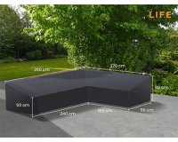 Pokrowiec na meble ogrodowe 350x270 cm LIFE kształt L ciemnoszary LEWY