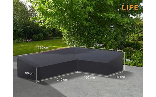 Pokrowiec na meble ogrodowe 350x270 cm LIFE kształt L ciemnoszary LEWY
