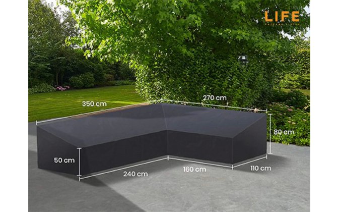 Pokrowiec na meble ogrodowe 350x270 cm LIFE kształt L ciemnoszary LEWY