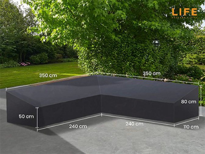 Pokrowiec na meble ogrodowe 350x350 cm LIFE kształt L ciemnoszary Pokrowiec na meble ogrodowe 350x350 cm LIFE kształt L ciemnoszary