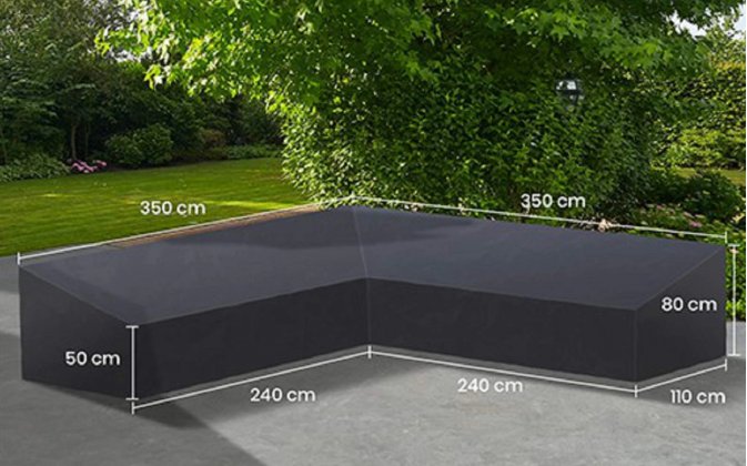 Pokrowiec na meble ogrodowe 350x350 cm LIFE kształt L ciemnoszary