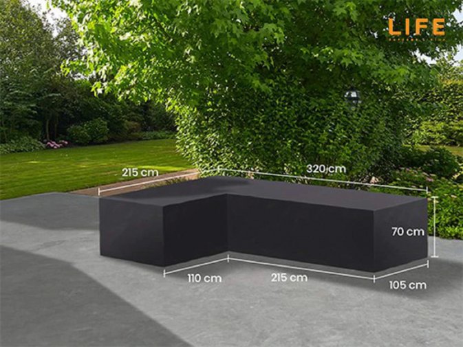 Pokrowiec na meble ogrodowe 320x215 cm LIFE kształt L ciemnoszary PRAWY Pokrowiec na meble ogrodowe 320x215 cm LIFE kształt L ciemnoszary PRAWY