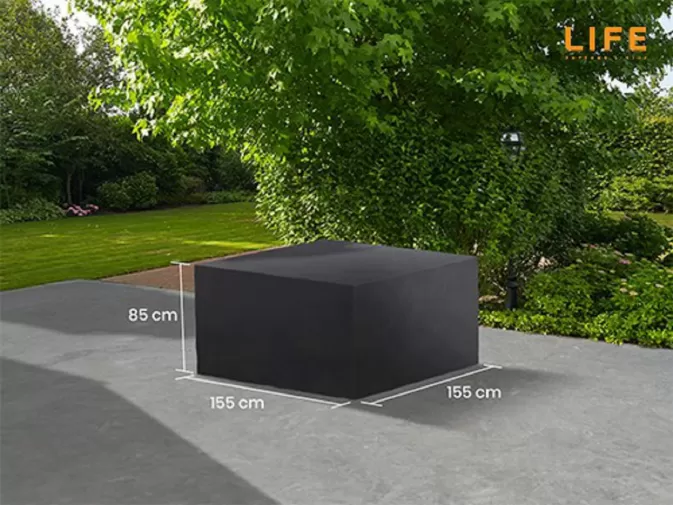 Pokrowiec na meble ogrodowe stołowe 155x155x85 cm LIFE prostokątny ciemnoszary