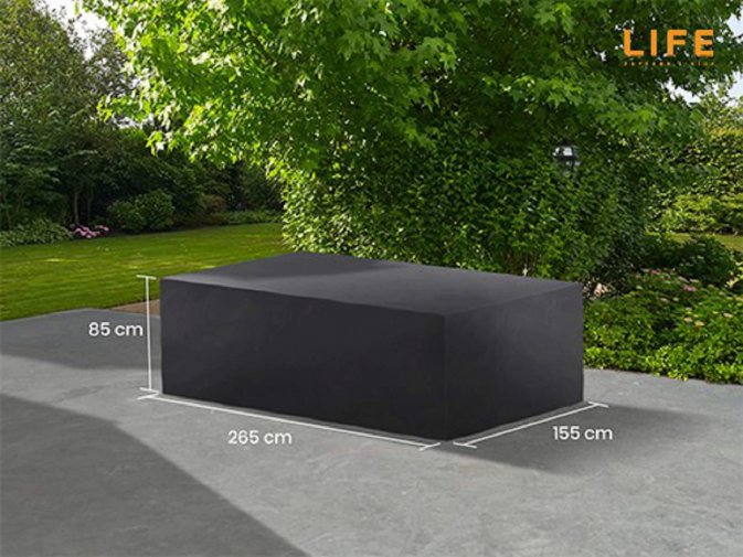 Pokrowiec na meble ogrodowe stołowe 255x155x85 cm LIFE prostokątny ciemnoszary