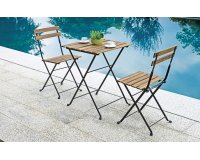 BISTRÒ zestaw ogrodowy ze stali i akacji FSC 55×55 dla 2 osób antracytowy