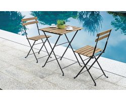 BISTRÒ zestaw ogrodowy ze stali i akacji FSC 55×55 dla 2 osób antracytowy