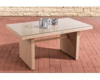 stół z technorattanu ogrodowy 137x66 cm piaskowy