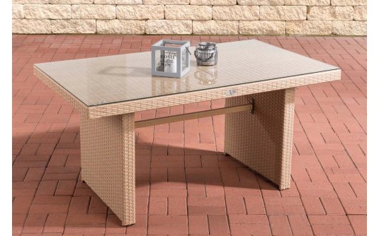 stół z technorattanu ogrodowy 137x66 cm piaskowy