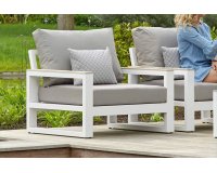 Fotel wypoczynkowy na taras aluminiowy z grubymi poduszkami MALLORCA biały 