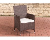 fotel stołowy z technorattanu kolor kawa-mix poduszka kremowa