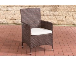 fotel stołowy z technorattanu kolor kawa-mix poduszka kremowa