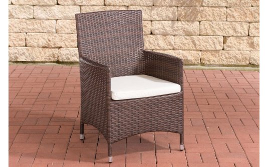 fotel stołowy z technorattanu kolor kawa-mix poduszka kremowa