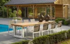 Biały stół aluminiowy z blatem teakowym NEVADA 240 cm