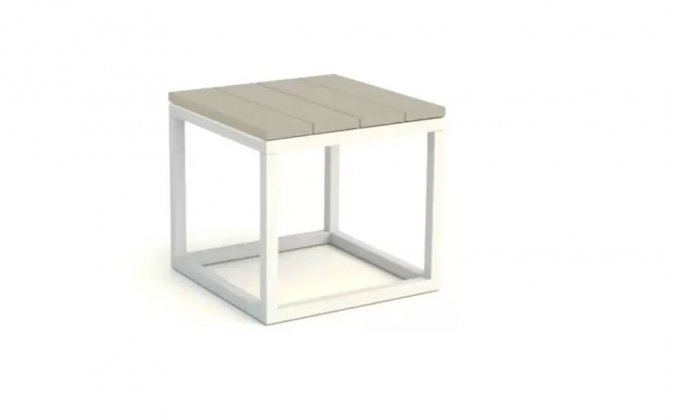 Biały stolik boczny ogrodowy aluminiowy GILI 33x33x30 cm