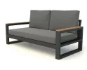 Dwuosobowa sofa ogrodowa SOHO aluminowa ciemnoszare poduszki 