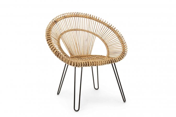 Krzesło rattanowe nogi czarne ESTEBAN bizzotto