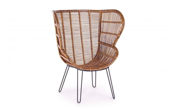 Wysoki fotel z rattanu ciemnego ESTEFAN bizzotto
