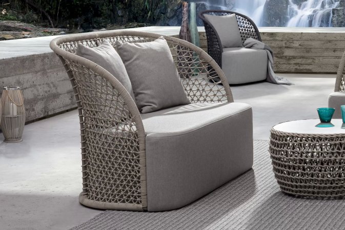 Beżowa Ekskluzywna sofa dwuosobowa ogrodowa CUYEN bizzotto