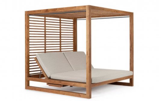 Luksusowe łóżko 2os. Daybed z daszkiem, całości wykonane z drewna tekowego premium Honolulu