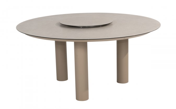 Okrągły stół ogrodowy DONATO Ø160 cm beżowy z ceramicznym blatem